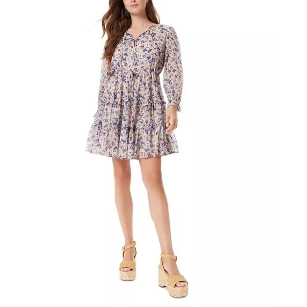 Sam Edelman Savana Multicolor Printed Ruffle Tiered A-Line Dress Small